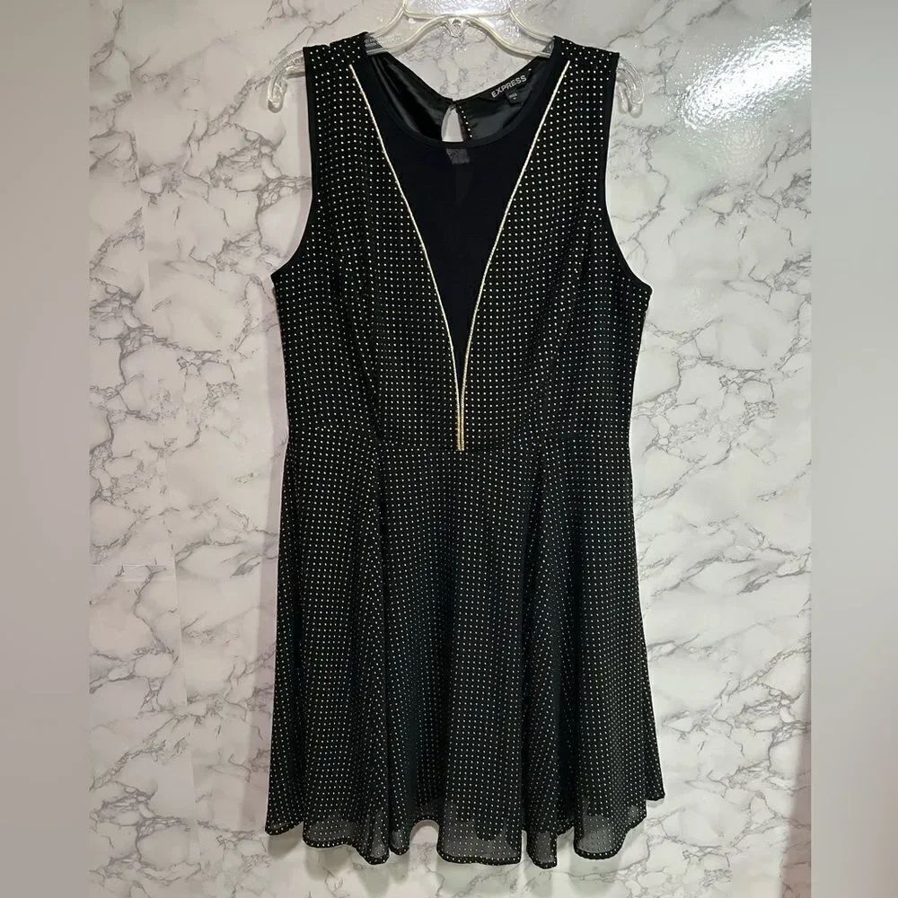 Express Black and Gold Party Dress 10